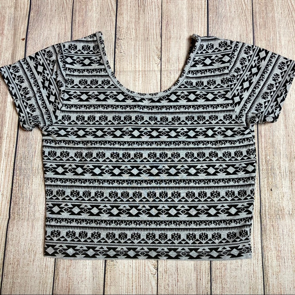 Fifth Sun Low Back Tribal Print Crop Top